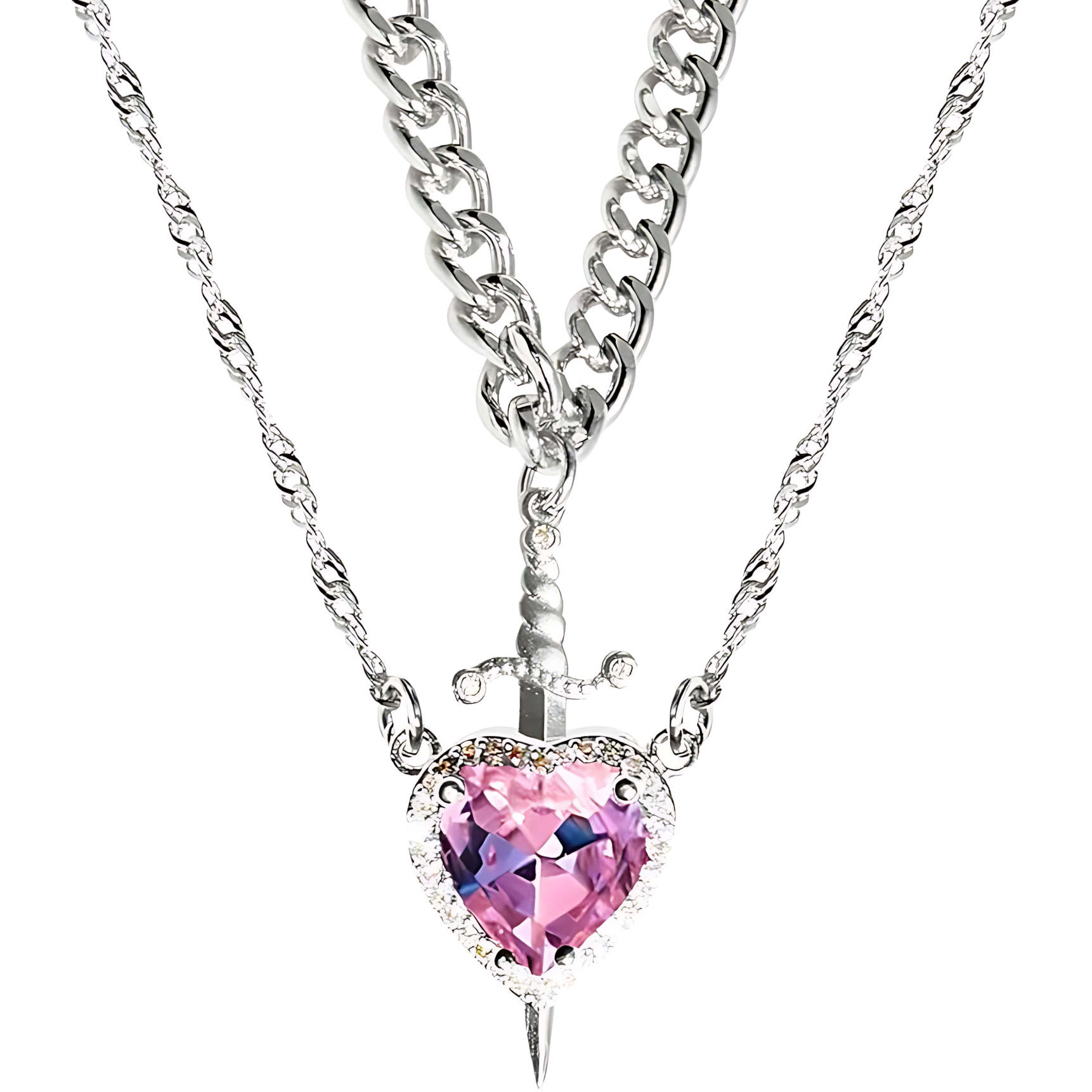 Collar corazón y espada